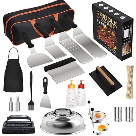 120 Pcs Griddle Accessories Kit, Upgraded Griddle Accessories for Blackstone-Perfect Flat Top Grilling Accessories, Professional Rectangular Melting Dome with Iron Smash Burger Press for Barbecue. Cover