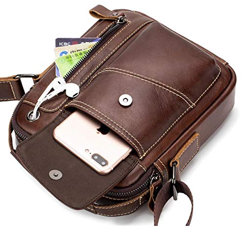 Leather men's shoulder bag head layer leather handbag vertical tablet briefcase4