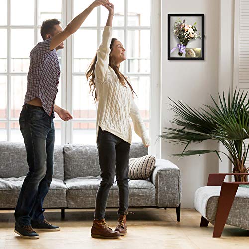 TJ.MOREE Caja de Sombra de Flores Vitrina 35 x 28cm Marco Grande Shadowbox con Ventana de Vidrio Puerta Boda Bouquet Medallas Fotos Caja de Memoria para Recuerdos - Negro rústico - imagen 5