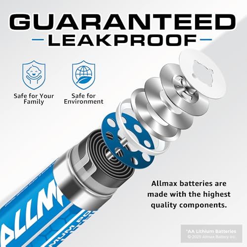 Image of Allmax AA Maximum Power Lithium Batteries (48 Count) - 1.5V | 20-Year Shelf Life • Perfect for Blink Security Cameras • Leakproof • Longest Lasting • Ultimate Performance