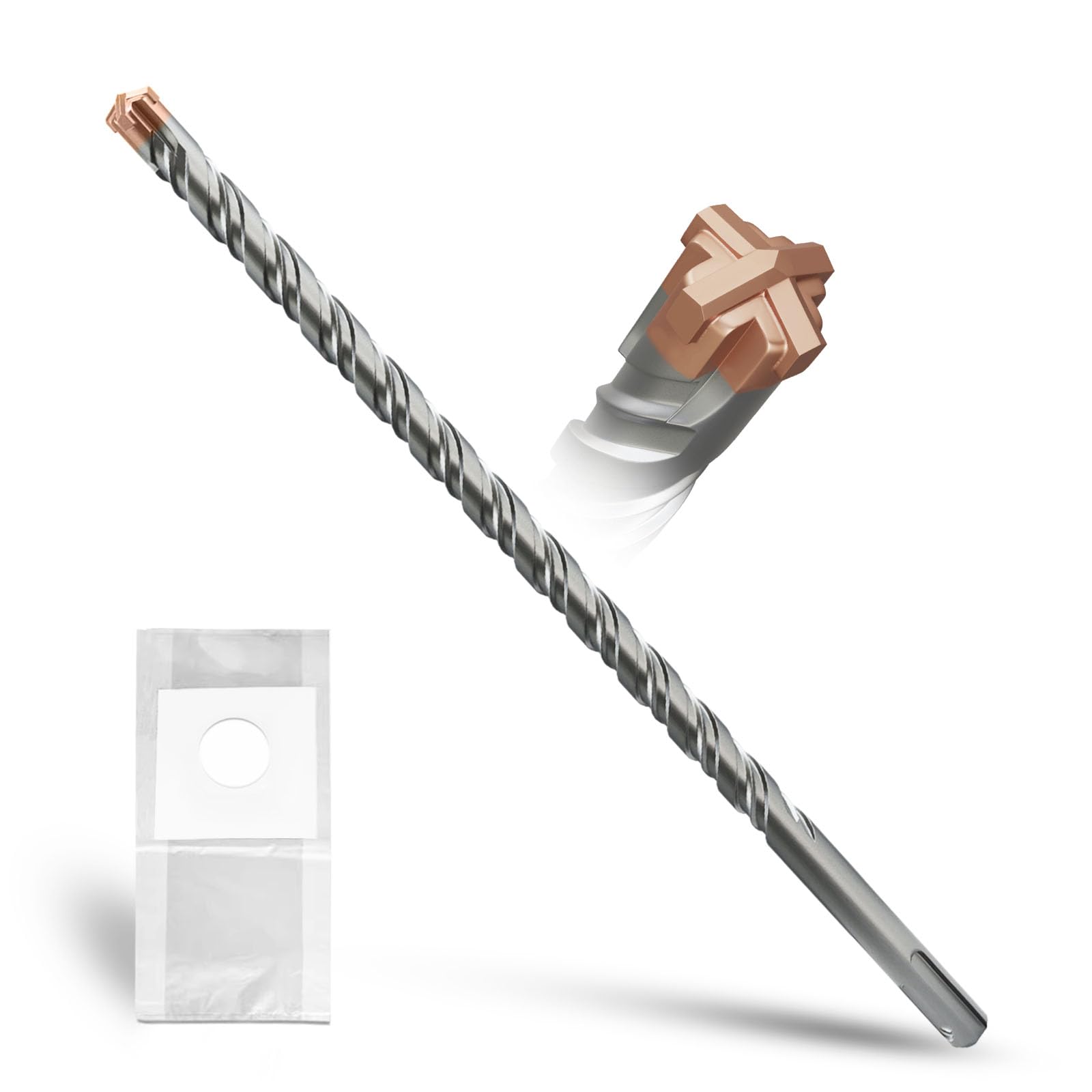 METOTY SDS Plus Hammer Drill Bit 14mm×350mm, with 4 Carbide Cutting Edges, Head with Coating, Masonry Drill, Hammer Drill