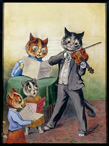 Reproducción de lienzo de La familia Mewsical de Louis Wain, imagen artística para pared de 60x90cm