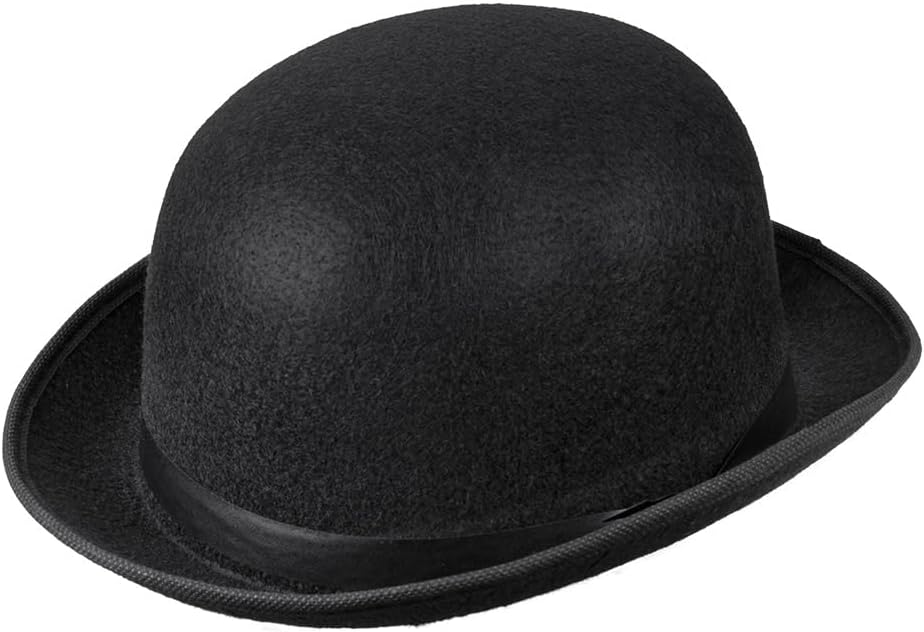 Boland Adult Black Bowler Hat Victorian Style Derby Chaplin Hat Magician Steampunk Cosplay Halloween Fancy Dress Accessory Adult, One Size (Black)