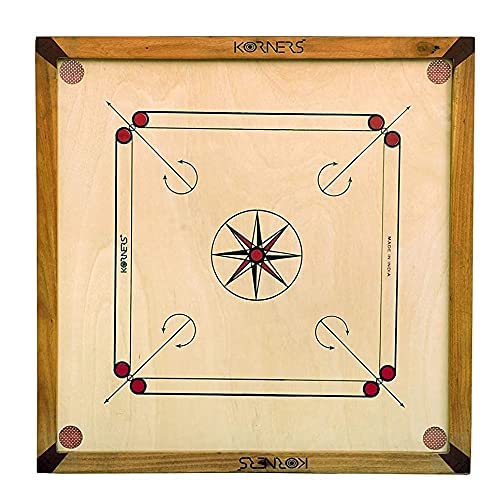 KORNERS Natural Wooden Border Matte Finish Carrom Board | Combo of Carrom Board, Coins, Striker and Boric Powder (32 Inches) (B09Z7JL9CH) Amazon Price History, Amazon Price Tracker