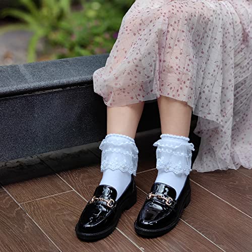 Women Lace Socks with Ruffle, Cute Girl Frilly Edge Princess Socks For Ballet Dress & Lolita or Cosplay L-S-72