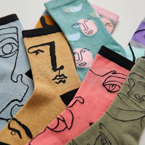 Image of Tipi Toe Women's Fun Patterned Dress Socks, 12-Pack Lightweight Colorful Crew Socks, Casual Novelty Assorted Designs