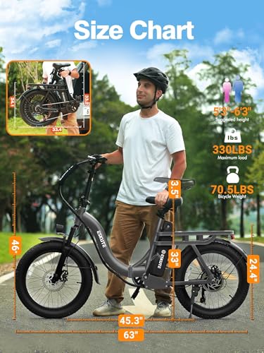 1200W Peak Folding Electric Bike for Adults, 28MPH 48V