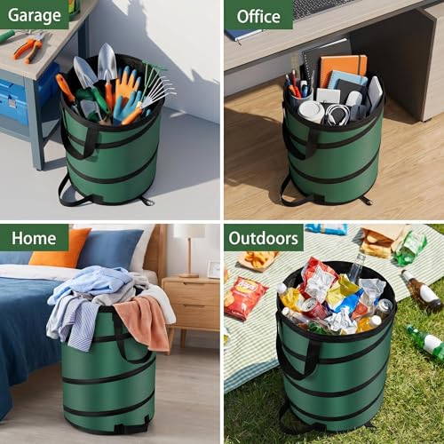 Image of 27 Gallons Pop Up Outdoor Camping Trash Can Recycle Bin Leaf Bags | Collapsible Outdoor Garbage Can, Durable 600D Waterproof Oxford Fabric Made Reusable Yard Waste Bag Lawn Bags(18x24In)