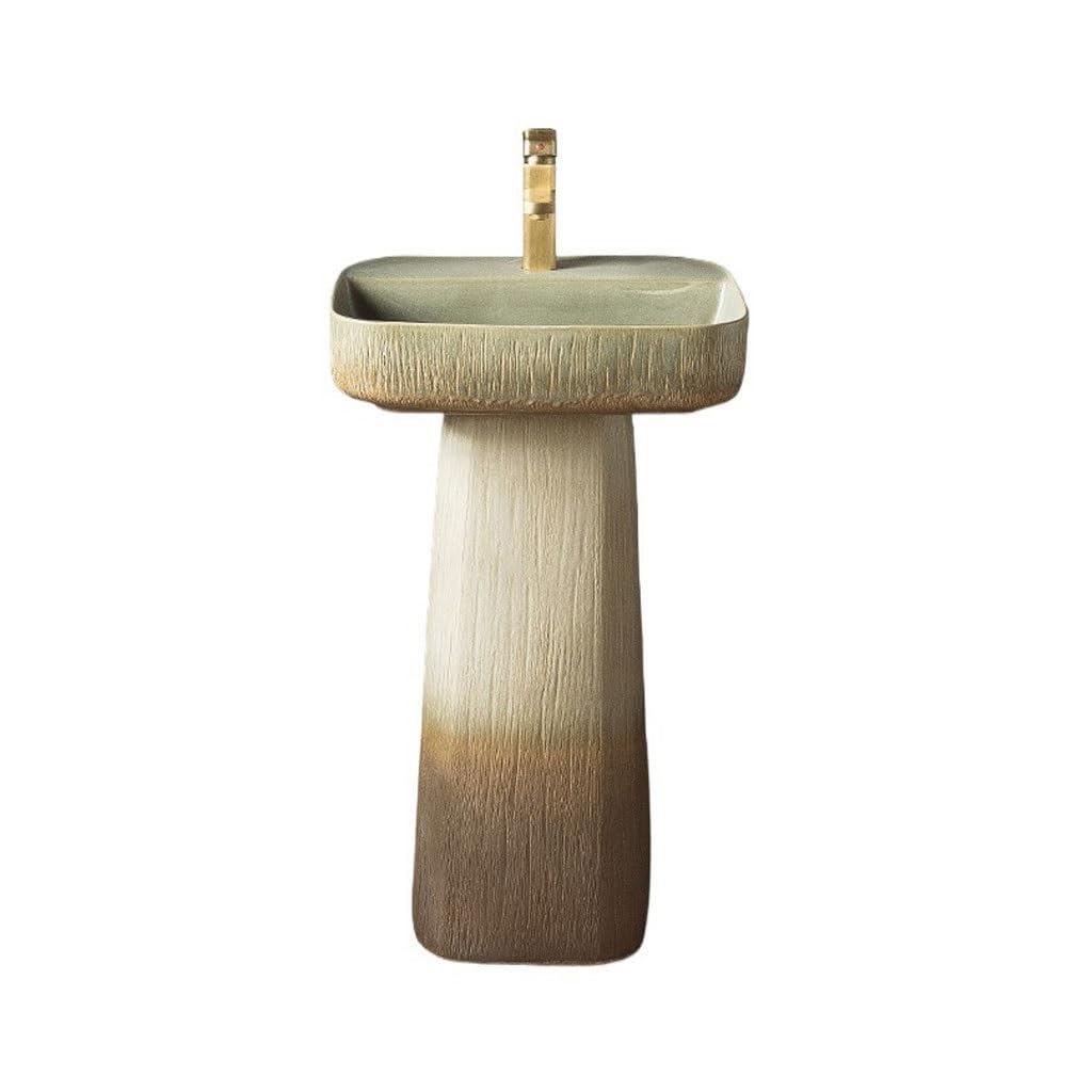 Retro Column Washbasin Bathroom Balcony Integrated Floor-Standing Bathroom Bowl Sink
