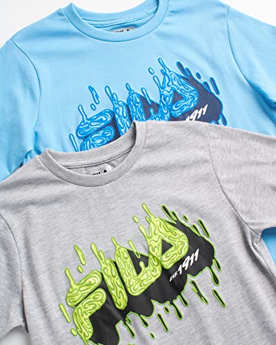 Fila Boys' Active T-Shirt - 2 Pack Lightweight Performance Shirt For Boys - Kids Athletic Sports Tee (Size: 8-20), Size M(10-12), Blue/Light Heather Grey Drip #TOP1