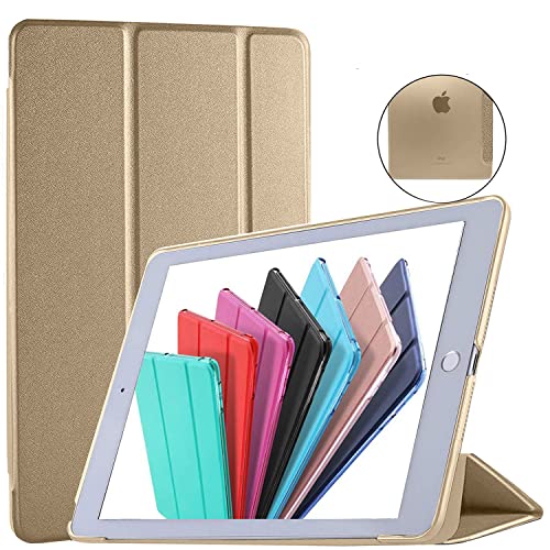 Image of DuraSafe Cases for iPad PRO 10.5 Air 3 [ PRO 10.5 Inch Air 3rd Gen ] A1701 A1709 A1852 A2152 A2123 A2153 A2154 Trifold Hard Smart PC Translucent Back Cover - Gold