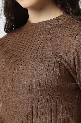 Image of Van Heusen Women's Round Neck Solid Knit Top|Full Sleeve Casual winterwear