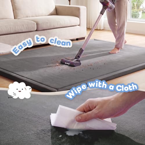 Image of 1.3 inch Thick Baby Play Mat for Floor,28x72 Area Rugs,Non-Slip,Dark Grey