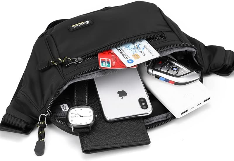 Miniatura 5 de Riñonera para hombres y mujeres, bolsa de hombro cruzada con 4 bolsillos, bolsa de cintura, bolsa para cinturón para viajes, caminar, correr,