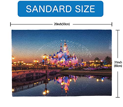 Fuortia Disney Castle Bath Rug Fairy Tale World Bath Mat Fairyland For Kids Door Mat Floor Rug Soft And Absorbent Shaggy Indoor Door Mat Non-Slip Bath Carpet Bathroom Decoration 20X31 Inch #TOP2