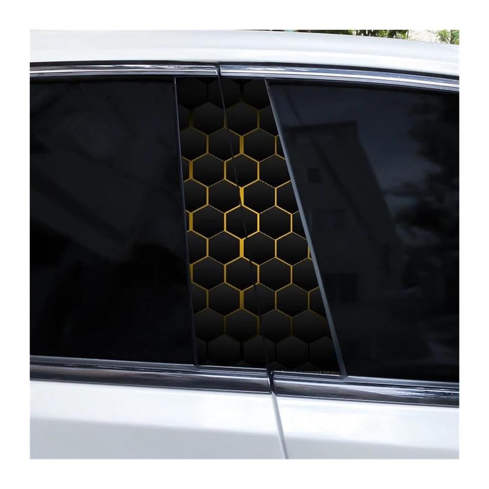 Decorative Items 2pcs Hexagon Image Stickers Car B-Pillar Vinyl Stickers DIY Car Door Pillar Stickers(I)