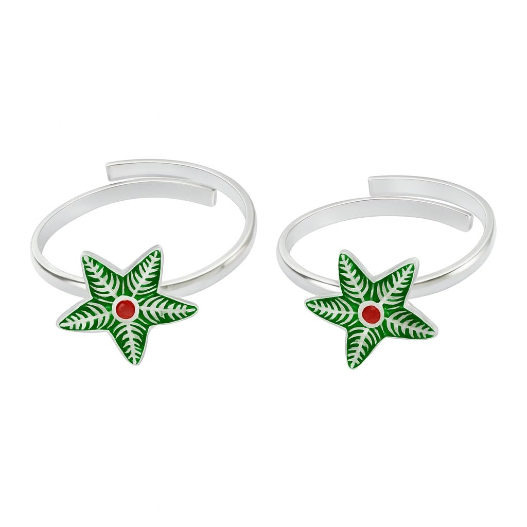 lbv 925 Sterling Silver Green Leaf Star Toe Ring for Women & Girls | Adjustable and comfortable boho Toe Ring | Ethnic & Casual Wear Jewelry-picture-42