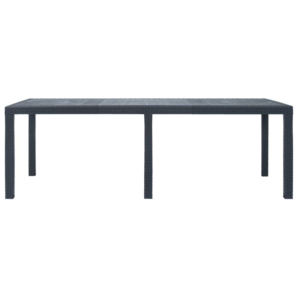 vidaXL Table de Jardin Anthracite 220x90x72 cm Plastique Aspect rotin