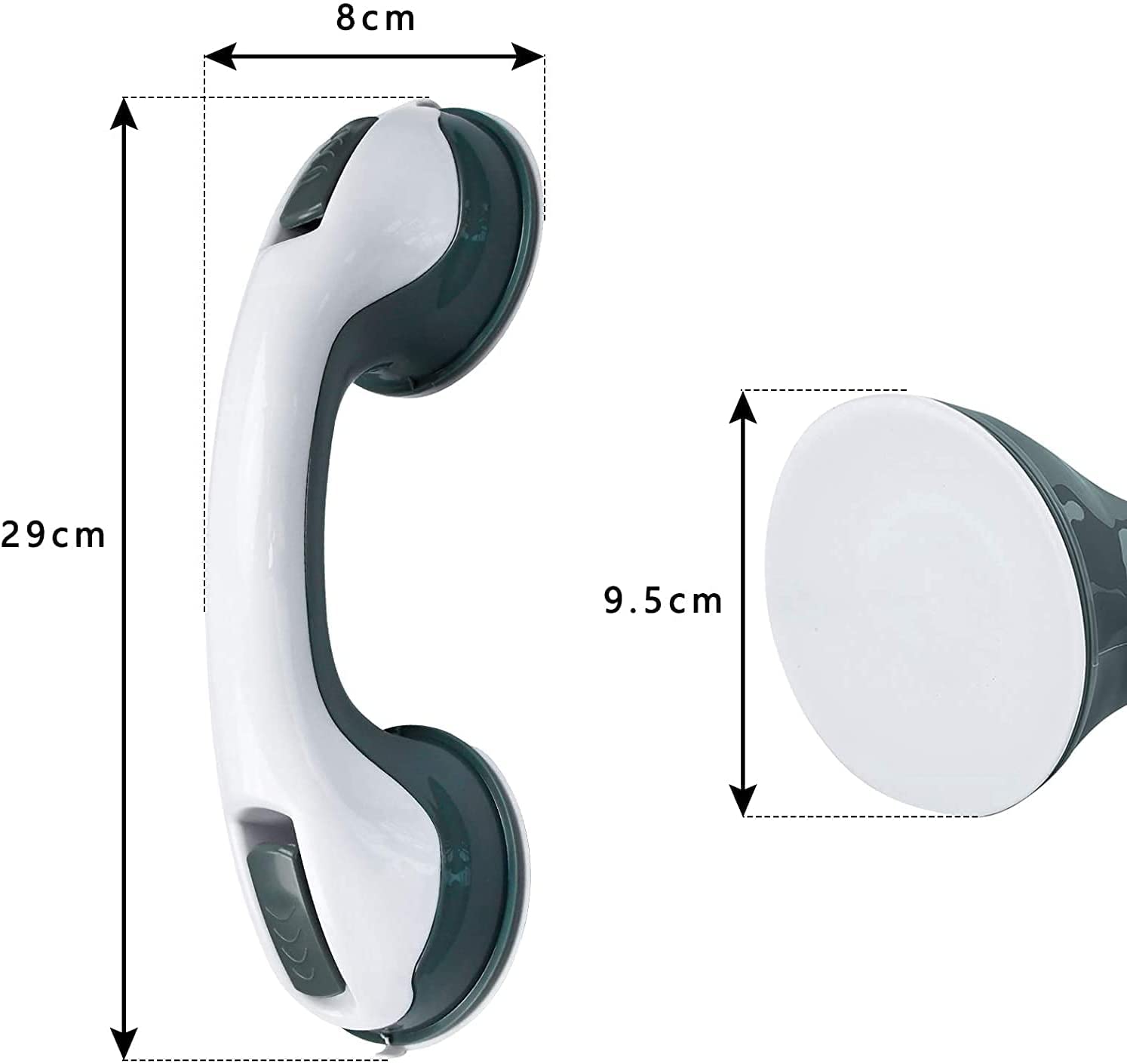 YUENFONG Taboret prysznicowy, krzesło prysznicowe, obrotowy o 360°, regulacja wysokości 36–51 cm, aluminium i tworzywo sztuczne, z antypoślizgową wyściółką na nogi (model K, z uchwytami)