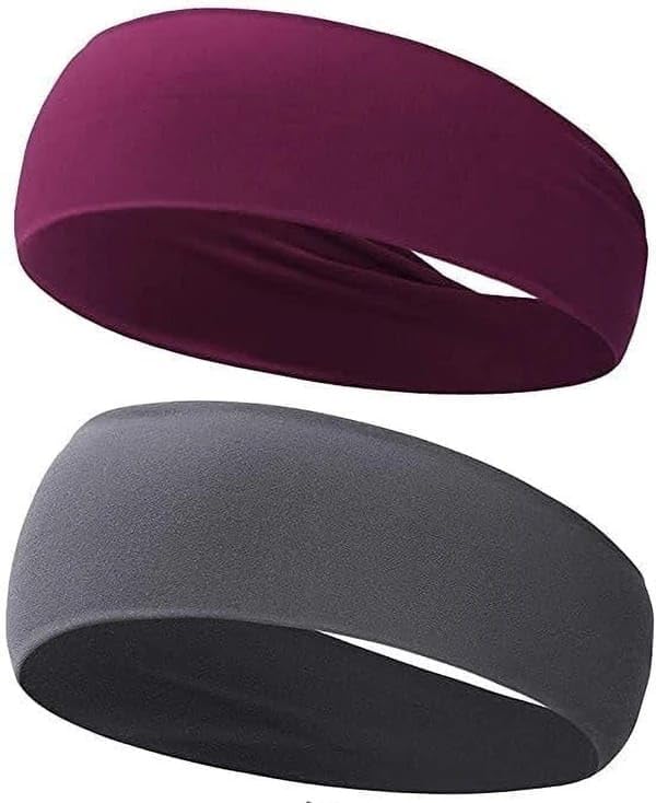 ClickNest Headband for Men & Women | Workout & Running,Exercise, Fitness, Workout, Tennis, Cycling Breathable, Non-Slip & Quick Drying Head Bands for Long Hair (Pack of 2 Purple & Grey)-image-14