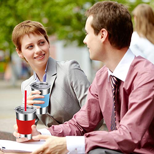 Rommeka Stainless Steel Cups With Lids, 5 Pack Drinking Glasses 16Oz Spill Proof Metal Tumbler Kids Sippy Cups For Toddlers And Adults (With Silicone Straws) #TOP7