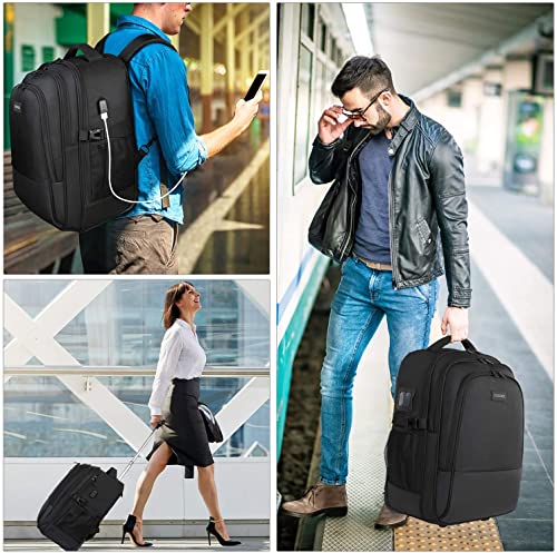 Backpack-with-Wheels-Large-Rolling-Backpack-for-Men-Women-Water-Resistant-Business-Travel-Carry-on-Wheeled-Backpack-Bag-Durable-Roller-College-School-Computer-Bookbag-Fits-156-Inch-Laptop-Black