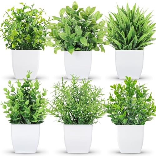 BTSD-home 6-Pack Kleine gefälschte Pflanzen Künstliche Pflanzen in Töpfen für Zuhause Bthroom Schlafzimmer Wohnzimmer Dekor Indoor (Grün)