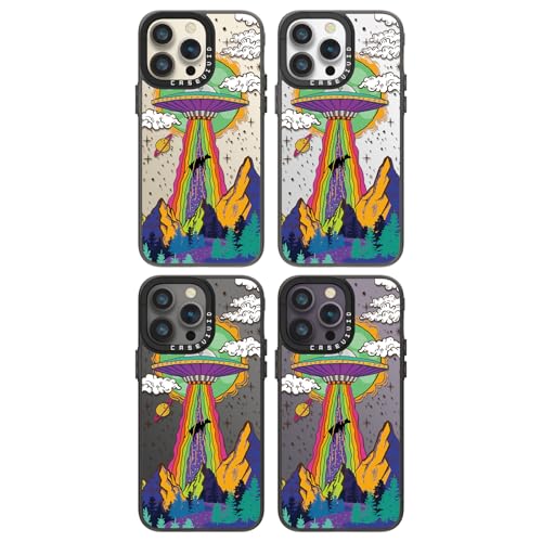 Coque iPhone 14 Pro antichoc noire souple avec breloque esthétique UFO