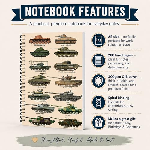 Notebook chars d'assaut A5 pour écrire l'histoire militaire