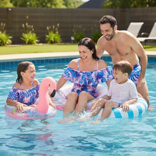 Image of IFFEI Mommy and Me Family Matching Swimsuits One Piece Bathing Suits | Perfect for Family Vacations, Stylish off shoulder Design, Flattering High Waist Fit, Matching Family Look, Beach Ready Style