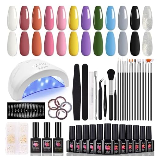 TopDirect Kit Uñas Semipermanentes, Set de Uñas 48W UV Lámpara con 12 Colores Esmaltes Semipermanentes de Uñas, Base Top Coat Brillante y Mate, Gel de Uñas 5 en 1, Uñas Acrilicas Manicura Regalos