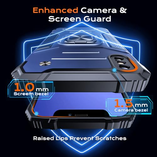 Image of Anqrp Heavy Duty Case for iPhone X /XS Case with Enhanced Ring Holder Grip Stand, Military Grade Shockproof Rugged Drop Protective Silicone Hard Slim iPhone X /XS Phone Case Cover,Vivid Blue