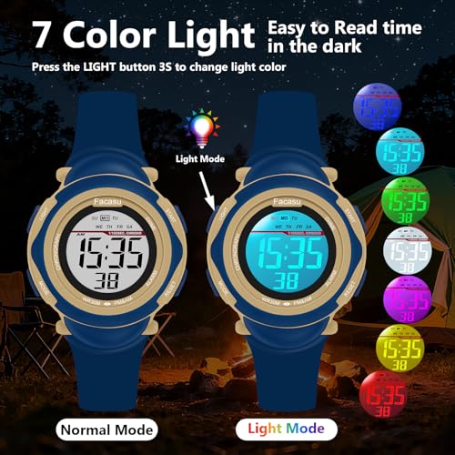 Image of Kids Digital Watch for Girls Boys,Children's Waterproof Colorful Light UP Outdoor Sport Watch with Stopwatch Alarm-Kids Gifts for Girls Boys