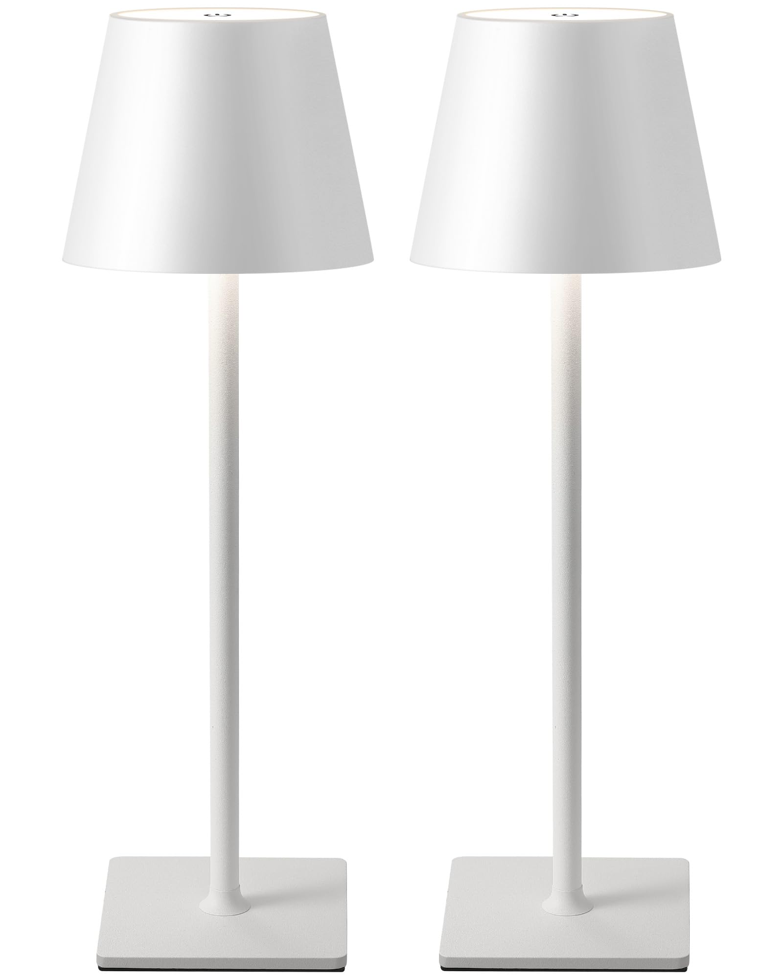 VISDANFO 2 Pezzi Lampada da Tavolo LED Senza Fili, Ricaricabile 5000mAh, Dimmerabile, 2700-6000K, Lampada da Comodino Batteria per Camera da letto, Sala da pranzo, Esterno, Impermeabile (Bianco)
