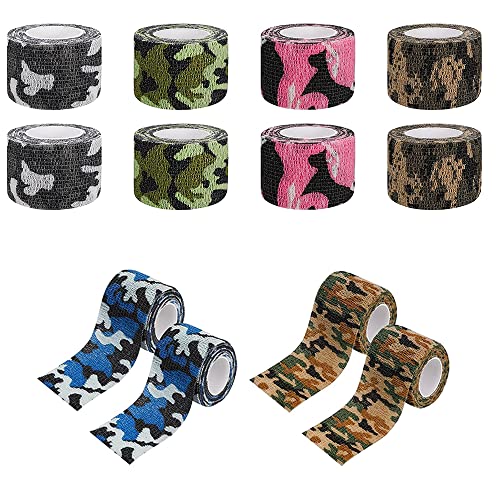 12 Piezas Vendaje De Camuflaje, Vendajes Elásticos, Venda Autoadhesiva Cinta, Vendaje Cohesivo No Tejido Elástico De Camuflaje Para Muñeca De Dedo, Rodilla, Pierna De Tobillo, (6 Colores) Cover