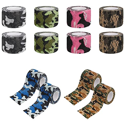 12 Piezas Vendaje De Camuflaje, Vendajes Elásticos, Venda Autoadhesiva Cinta, Vendaje Cohesivo No Tejido Elástico De Camuflaje Para Muñeca De Dedo, Rodilla, Pierna De Tobillo, (6 Colores)