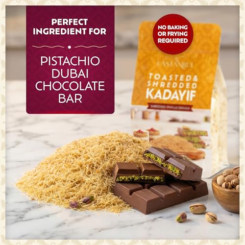 Image of Eastanbul Baked Kataifi Shredded Fillo Dough, Kadayif, Toasted Katafi, 6oz | Dubai Chocolate Ingredient, Kunafa Dough, Knafeh, Toasted Katifi, Baked Kadaif Pastry, Dubai Kataifi, Kosher by Star-K, Halal