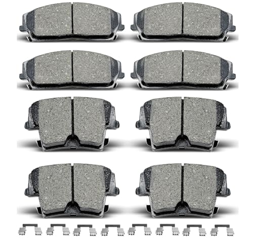 D1056 D1057 8pcs Ceramic Front Rear Brake Pads With Clips Fit For 2005-2020 For Chrysler 300,2009-2018 For Dodge Challenger,2006-2017 For Dodge Charger,2005-2008 For Magnum