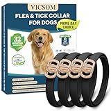 Flea and Tick Collar for Dogs 4 Pack, 32 Months Prevention, Waterproof, Adjustable for Small Medium Large Dogs Puppies (Black)