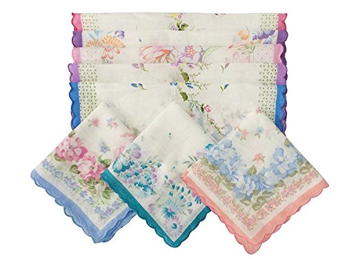 image for Forlisea Womens Colorful Ladies Hankies 100% Cotton Handkerchief Wendd