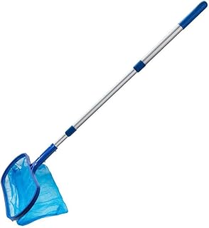 GKanMore Deep Skimmer Net with 17"-40" Telescopic Pole Leaf Skimmer Fine Mesh Net Rake Net for Cleaning Above Ground Inground Pool Hot Tub Spa Pond (with Pole)