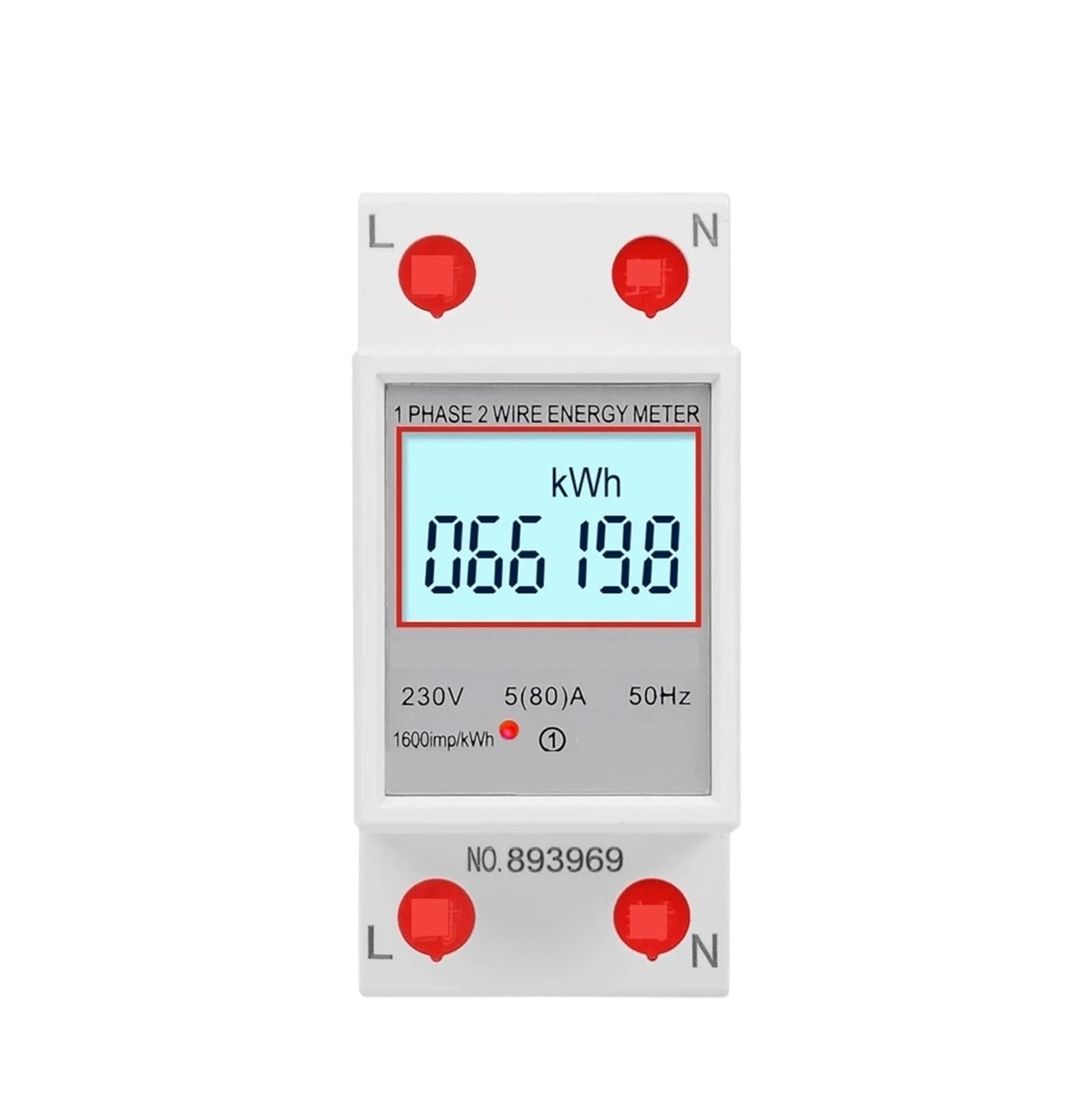 PXQCHAVLN Single Phase Two Wire LCD Digital Display Wattmeter Power Consumption Energy Electric Meter AC 230V 50Hz Din Rail(DDS6619-007)