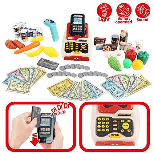 deAO Kinder Rollenspiel 48 Stück Supermarkt Set Superstore Shop Spielzeug Kinder Supermarkt mit Licht, Ton… – Bild 3