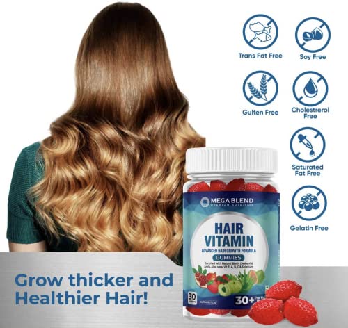 Image of Hair Vitamin Gummy | 60 Count | Advanced Hair Growth Formula With 30+ Pro Hair Bionutrients with Natural Biotin (Sesbania), Alovera and Turmeric Extracts