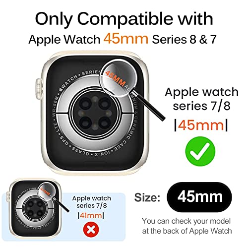 Miimall Case Compatible with Apple Watch Series 9/8/7 45mm Tempered Glass Screen Protector - Image 2