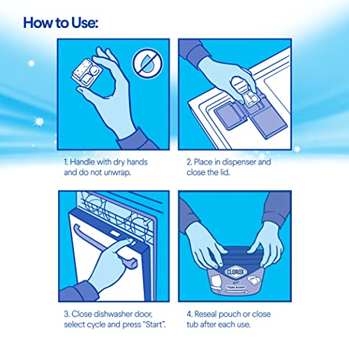 Clorox Triple Action +Oximax Dishwasher Detergent Pacs, 41 Count Dishwashing Pacs, Lemon Scent #TOP4