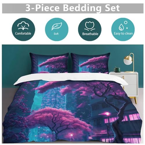 Parure de lit fleurs de cerisier 3D en microfibre premium 200x200