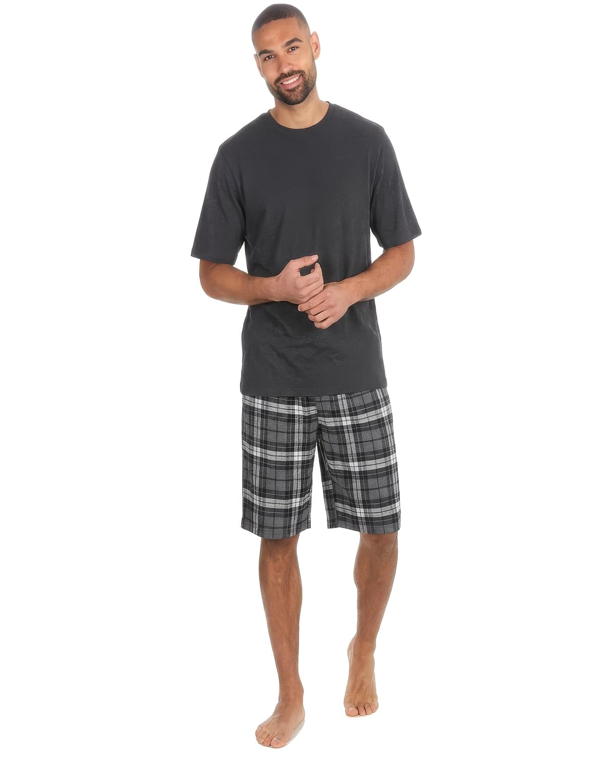 Undercover Men's Charcoal/Grey Check Cargo Bay Flannel Short Pyjamas 31B2271 Xl