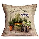 Fukeen Vintage Cotton Linen Throw Pillow Cases French Botanical Lavender Floral Decorative Cushion C