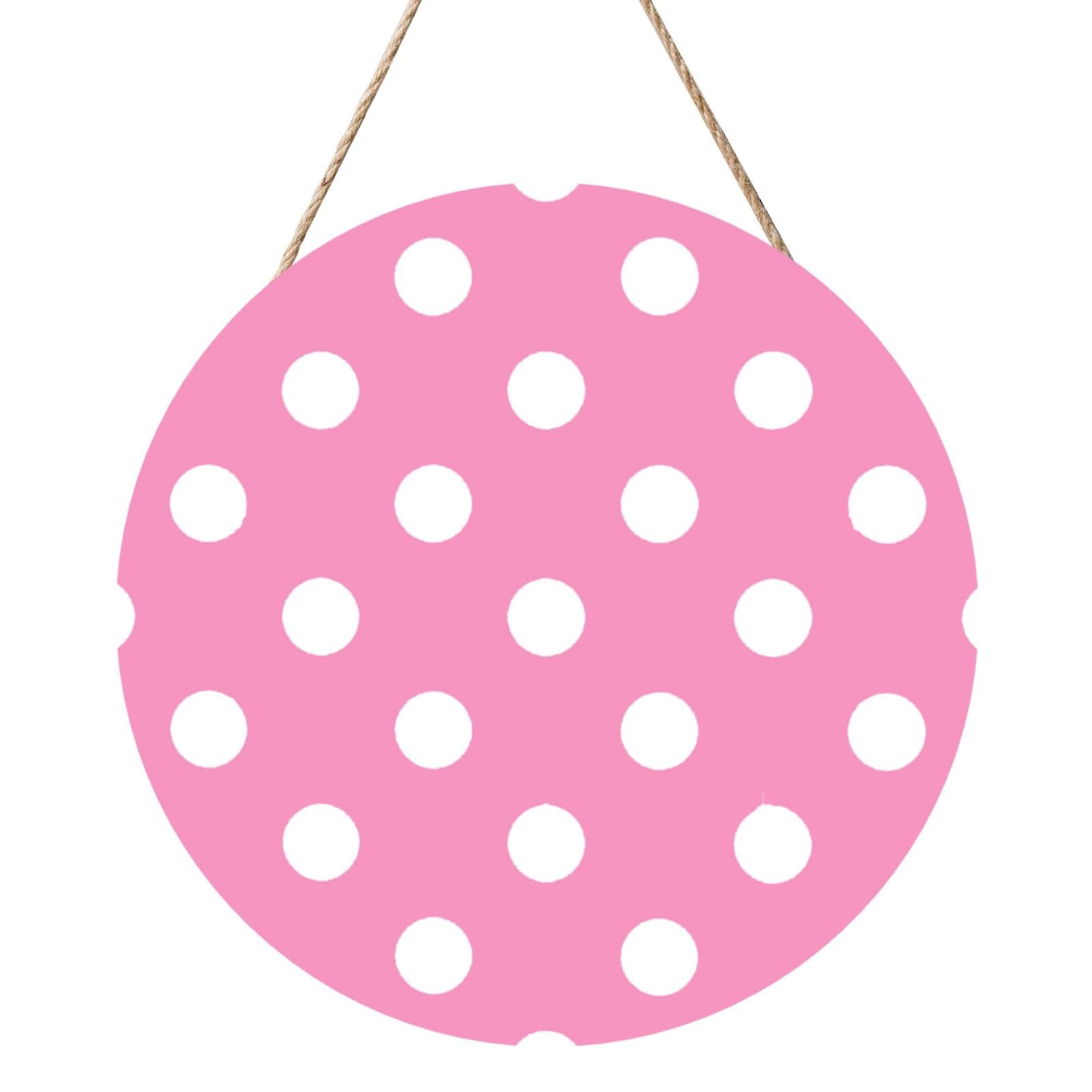 InOmak Pink Polka Dot, Round Wood Panel Painting 12 in, Wall Hanging Painting For Home